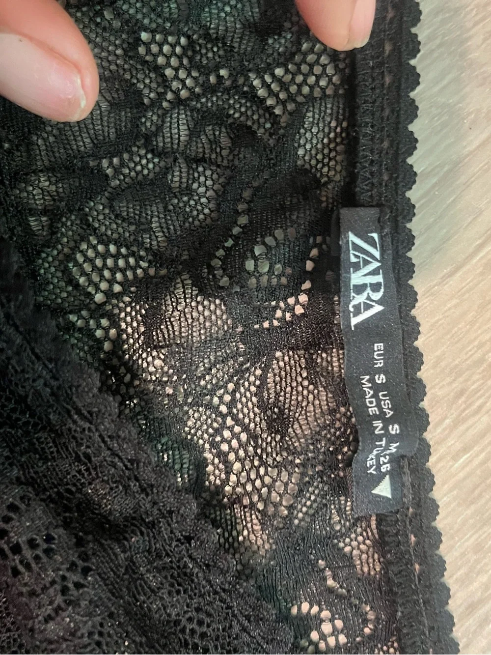 Zara Black Maxi Slip Skirt with Lace Waist - Picture 2 of 5